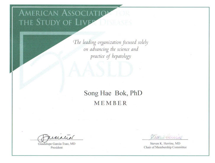 Dr. Bok is a Member of American Association of The Study of Liver Disease 2012